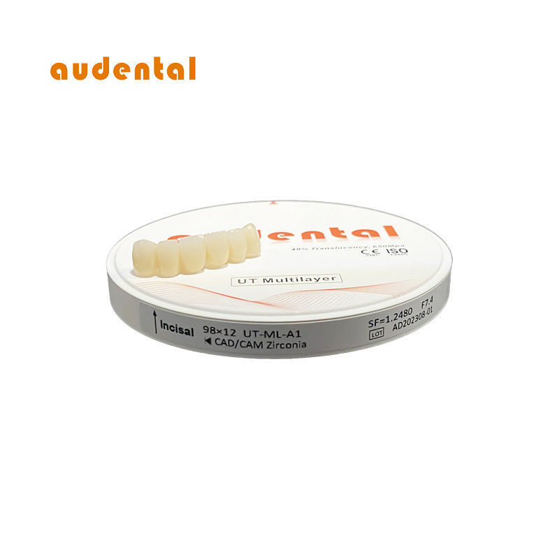 Dental Restorasyon için 49% Şeffaflık ve 680Mpa Güçlü Yumuşak Vita 16 Zirkonya Bloku