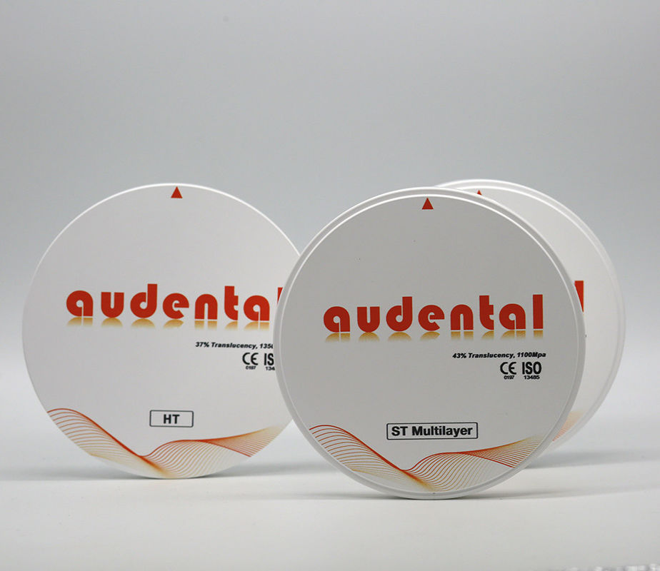 Şeffaf ST Çok Katmanlı Zirkonya Yuvarlak Disk Dental Restorasyonlar için 1100Mpa Eğiliş Gücü