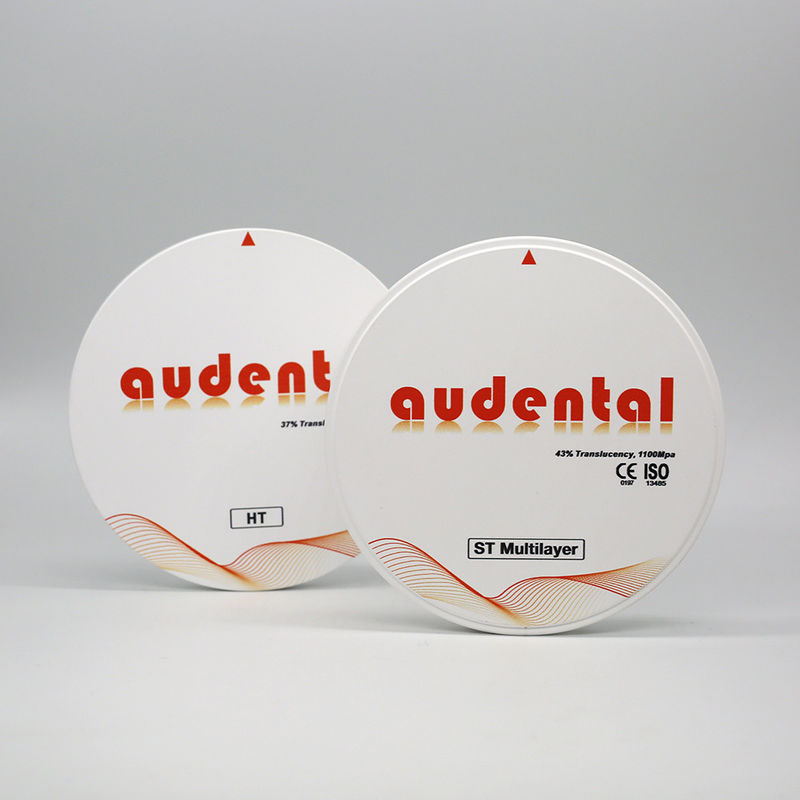 Şeffaf ST Çok Katmanlı Zirkonya Yuvarlak Disk Dental Restorasyonlar için 1100Mpa Eğiliş Gücü