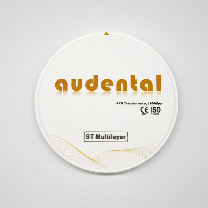 Şeffaf ST Çok Katmanlı Zirkonya Yuvarlak Disk Dental Restorasyonlar için 1100Mpa Eğiliş Gücü
