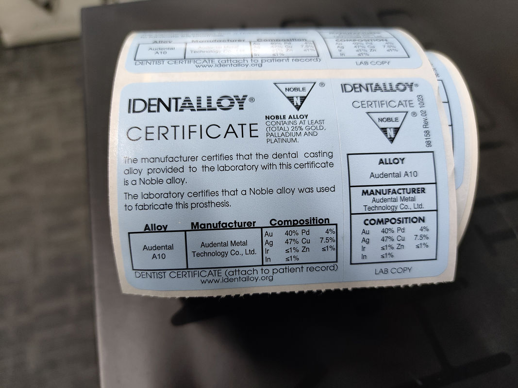 Audental A10 Asil Metal Alaşımı Sarı Au40% Taç ve Köprü Restorasyonları için