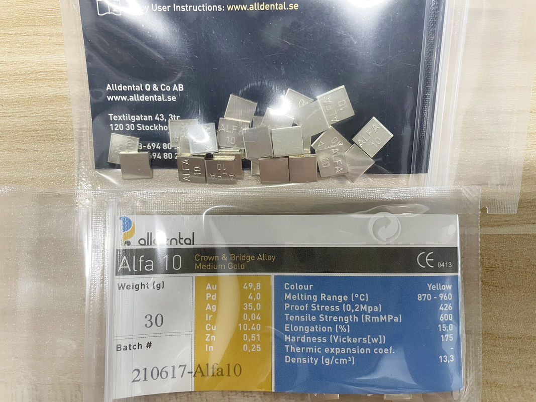 Audental A42 NOBLE ALLOY /Crown Bridge Alloy /Yellow/Au49.5% Profesyonel Sınıflı Diş Alaşımı