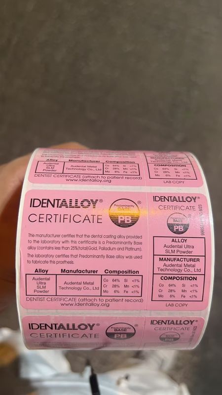 Audental Ultra SLM Tozu CE FDA IdentAlloy Sertifikalı Diş 3D Metal Baskı için CoCrMo Malzemesi