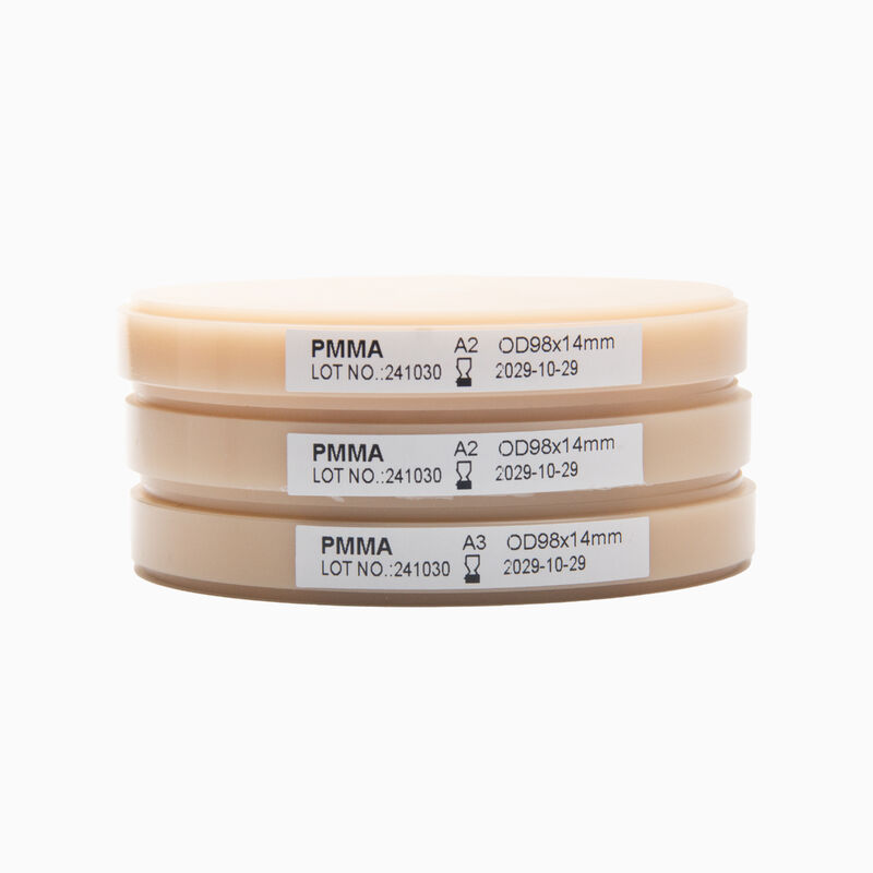 Geçici Kronlar, Köprüler, Tam Protezler ve İskelet Yapımında Kullanılan Pembe A2 Diş Rengi PMMA Blok Diş Protez Baz Malzemesi, Frezeleme Boyutu 98mm 95mm