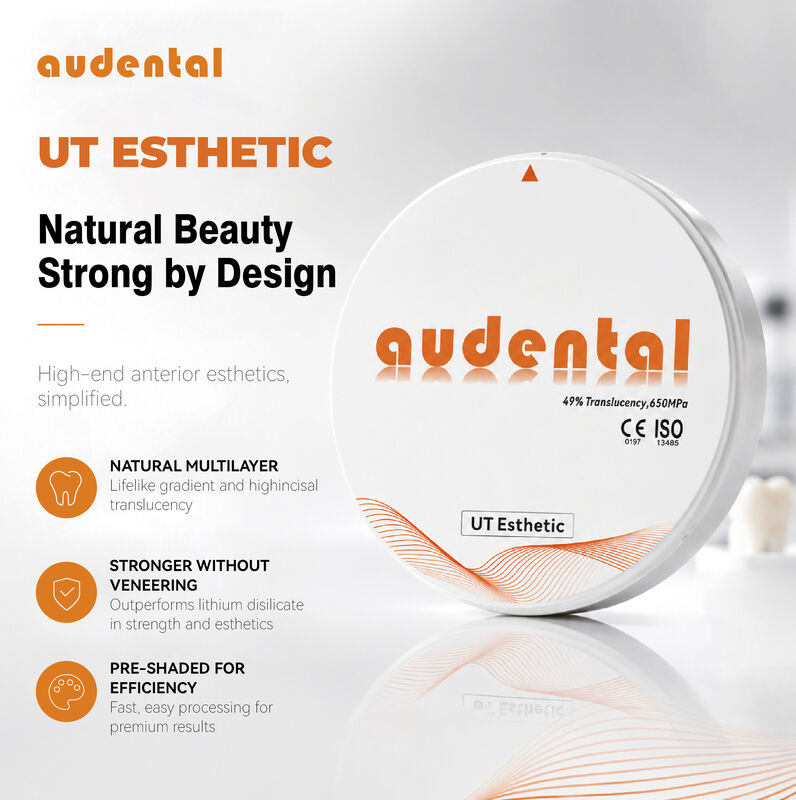 Doğal estetik anterior restorasyonlar için tasarlanmış, 650MPa dayanıklılığa ve hızlı CAD CAM işlemeye sahip Dental Zirkonya Blok