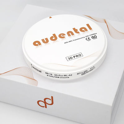 Audental 98mm Yüksek Şeffaf Zirkonya Diş Laboratuvarı Bloku CAD CAM 3D Pro Dost Dental Tüketim Malzemeleri Tedarikçisi